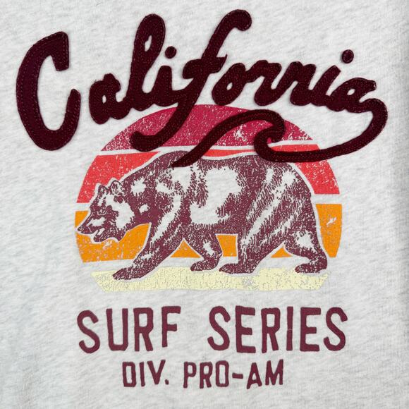 Reflex California Surf Series Sweatshirt Applique Screen Print Grey Retro L - Picture 2 of 7